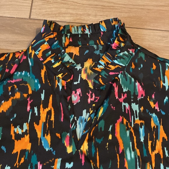 Black/Multi-colored Ruffled Long Sleeve - Picture 2 of 5